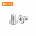 Uxcell M3-0 5 X 5mm 100pcs Flat Round Head Screws 304 Stainless Steel Phillips Drive Machine Hardware Fastener For Furniture