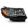 Halogen Type Right Headlamp For 2017-2021 Jeep Compass Black Housing Clear Lens Passenger Side Replacement Assembly 