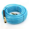 Interstate Pneumatics Hu16-050h44 3 8 50 Ft Light Blue Polyurethane Hose Kit 1 4 Steel Coupler Plug Installed 