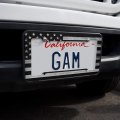 Rustic Subdued American Flag Wood Grain Design License Plate Tag Frame