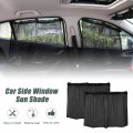 Uxcell 2 Pcs Black Car Foldable Sunshade Side Window Nylon Mesh Curtain Protection