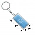 Happy Camper With Campfire Rectangle Keychain In Chrome Plated Metal
