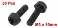 Uxcell M3 X 10mm Nylon Phillips Cross Pan Head Machine Screws Black 50 Pcs