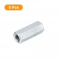 Uxcell 5pcs M8x12x30mm Coupling Nuts Galvanized Carbon Steel Hex Threaded Rod Coupler For Furniture Electronic Industrial