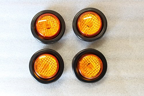 4 Led 2 Round Clearance Side Marker Light Kit Amaber With And Grommet Truck Trailer Rv Pairs 15103ak
