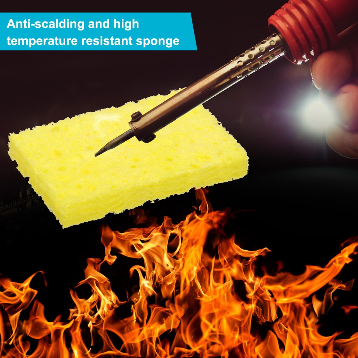 Soldering Iron Tip Cleaning Pads 1 97 In X 38 High Temperature Special Yellow Sponges For Welding And Pcb 15 Piece Set