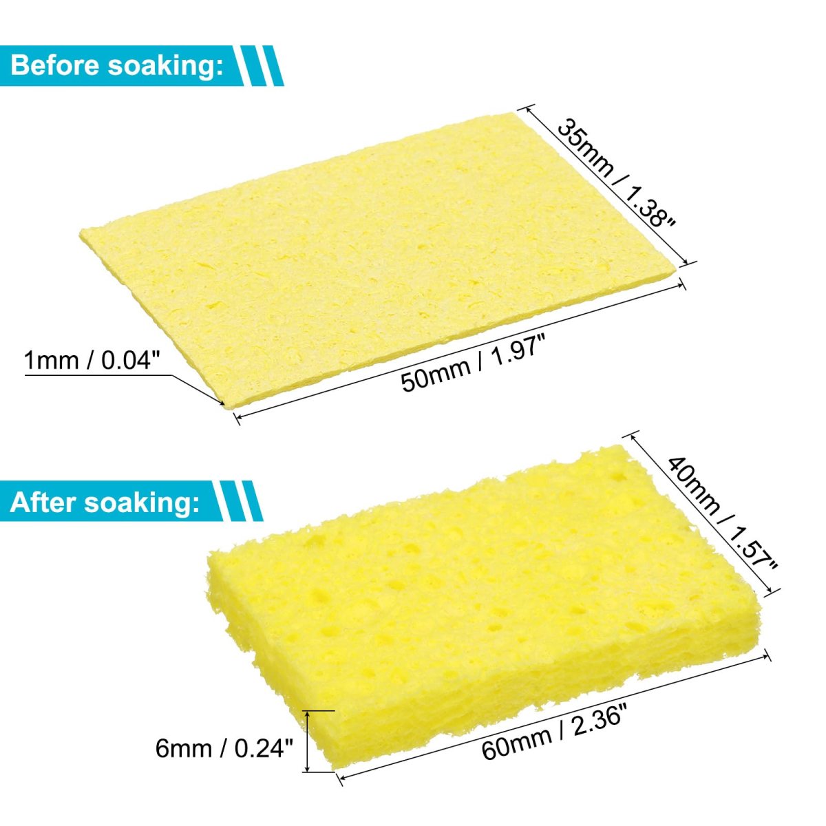 Soldering Iron Tip Cleaning Pads 1 97 In X 38 High Temperature Special Yellow Sponges For Welding And Pcb 15 Piece Set