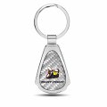 Ipick Image Made Clear Dome Real Silver Carbon Fiber Chrome Metal Teardrop Key Chain With Logo For Dodge Scat-pack