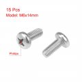 Uxcell M6x14mm Machine Screws Pan Phillips Cross Head Screw 304 Stainless Steel Fasteners Bolts 15pcs