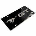 Ipick Image Ford Mustang Gt Matt-look Laser Mark Checker Stripe Black Acrylic License Plate