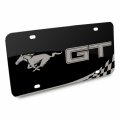 Ipick Image Ford Mustang Gt Matt-look Laser Mark Checker Stripe Black Acrylic License Plate