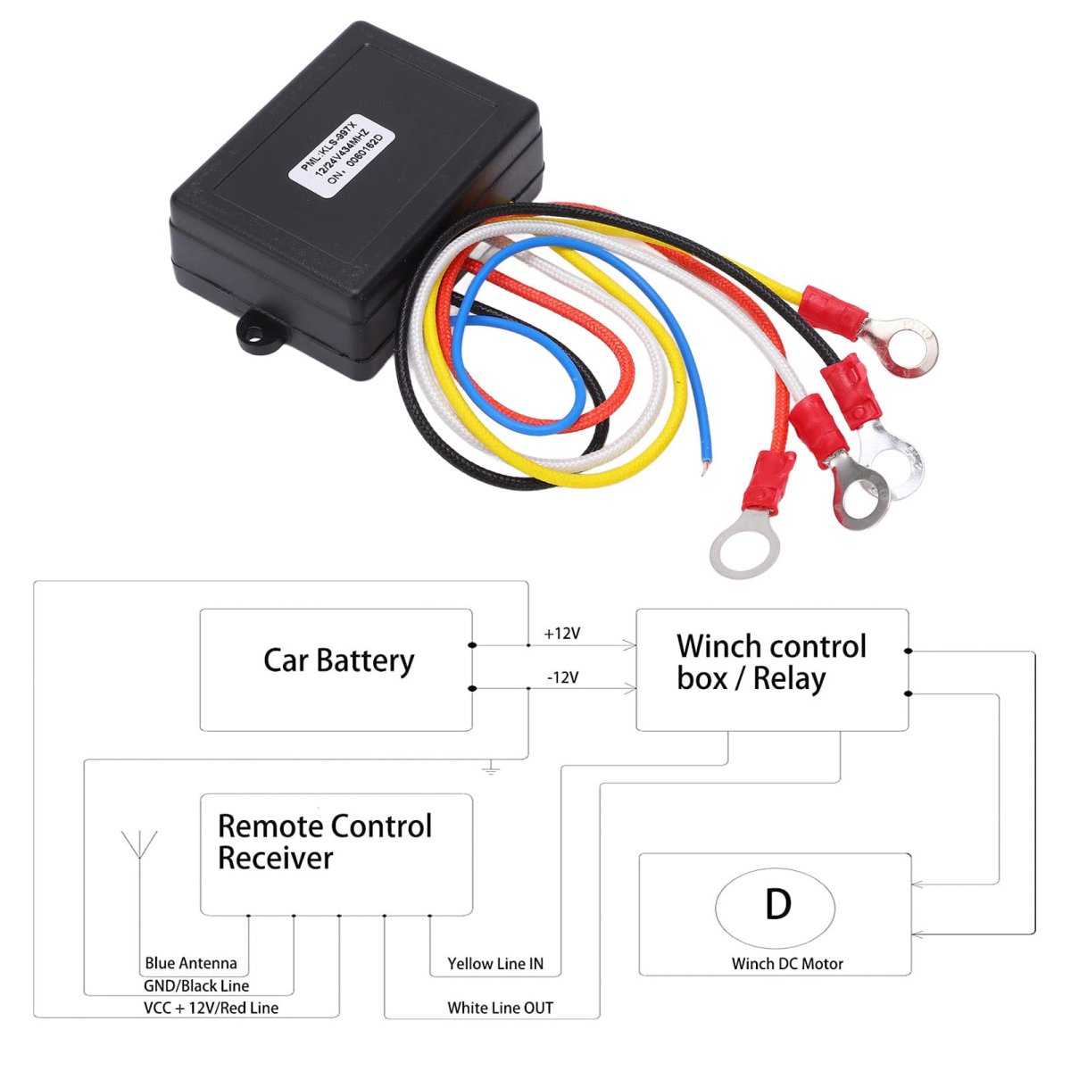 Wireless Winch Remote Control Dc12v 24v 434mhz 75ft Range Universal For Car Suv Truck