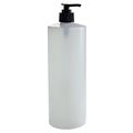 32 Oz Extra Large Clear Natural Refillable Plastic Squeeze Bottle With Black Lotion Pump Dispenser 6 Pack Labels 