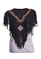 Womens Diamond Poncho With Fringes Size S Sm Small