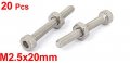 Uxcella M2 5x20mm Hex Socket Head Knurled Cap Screws Bolts Nuts Set 20pcs