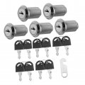 Housoutil 5pcs Mailbox Lock Cabinet Drawers Cylinder Cams Key Deadbolt Showcase Lock Safety Lock Zinc Alloy Shoe Chest Of