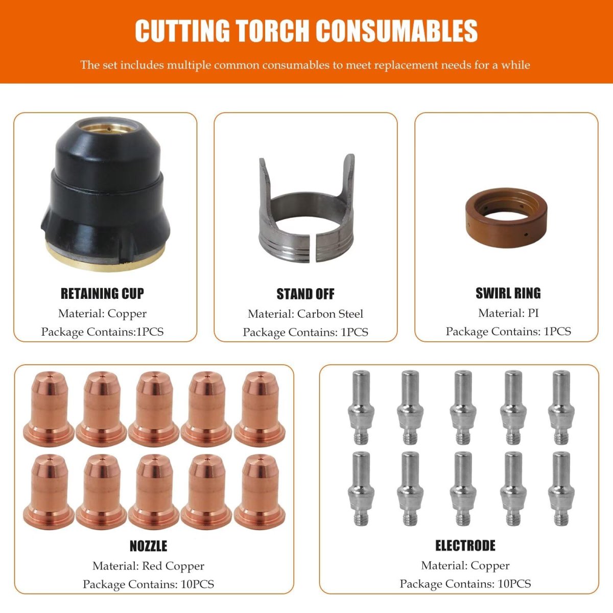 Ipt60 Plasma Consumables 23pcs 0 045 For Arccaptain Cut55 Non-hf Mp Cut60 Cutting Torch 50-60a