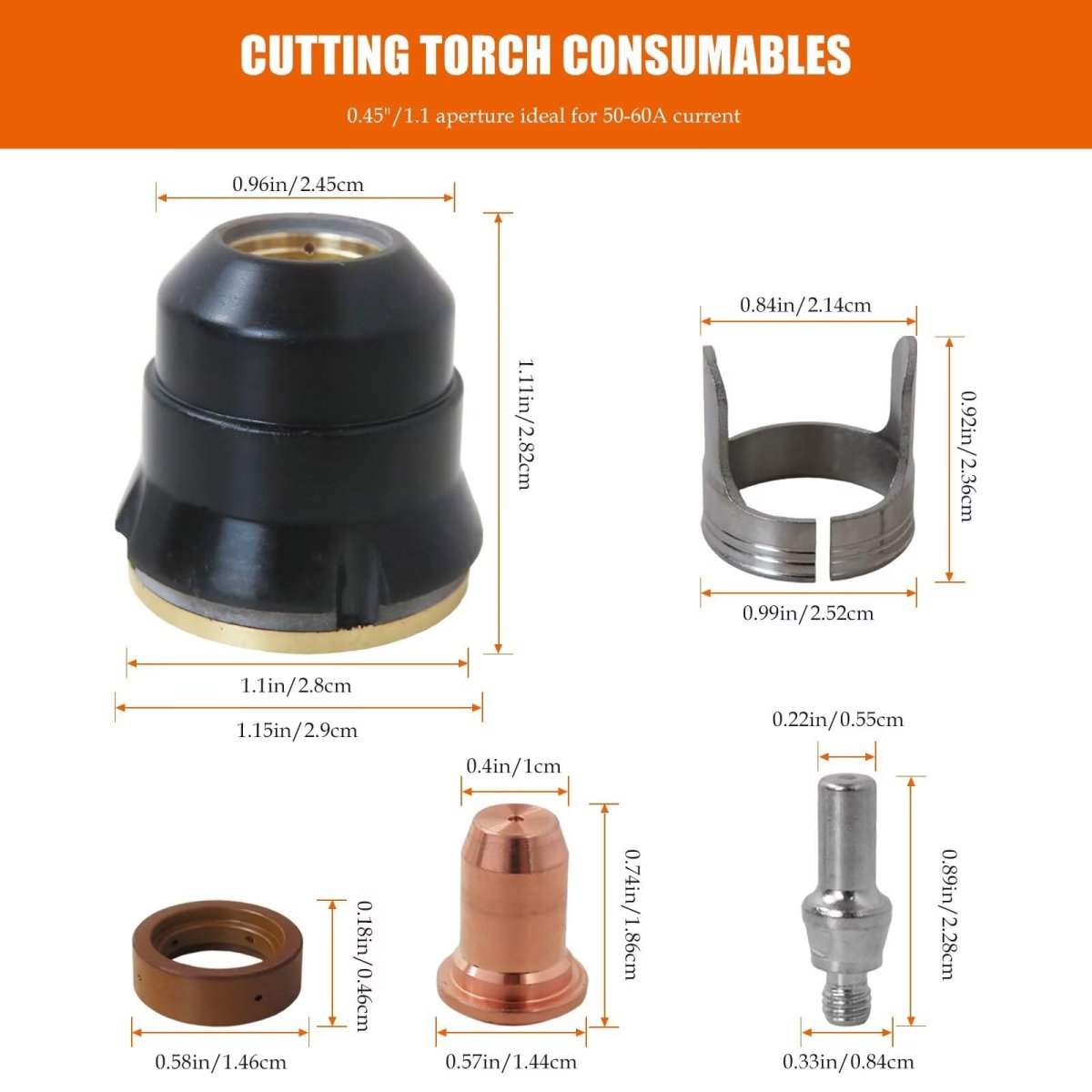 Ipt60 Plasma Consumables 23pcs 0 045 For Arccaptain Cut55 Non-hf Mp Cut60 Cutting Torch 50-60a