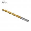 Uxcell High Speed Steel Straight Shank Twist Drill Bit Fully Ground Titanium Coated 7 2mm Diameter 34mm Total Length 12mm 2 Pcs