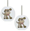 Set Of 2 Cute Brown Dog Animal Solid Ceramic Fan Pulls 
