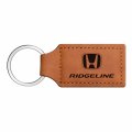 Ipick Image Compatible With Honda Ridgeline Rectangular Brown Leatherette Key Chain