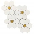Shasta Daisy White Marble Thassos W Yellow Hexagon Glossy Wall Tile For Kitchen Backasplash Bathroom Shower Decorative Accent 
