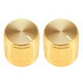 2pcs 17x17mm Aluminium Alloy Potentiometer Volume Control Rotary Knob Knurled Shaft Hole Gold Tone For 6mm Diameter Guitar 