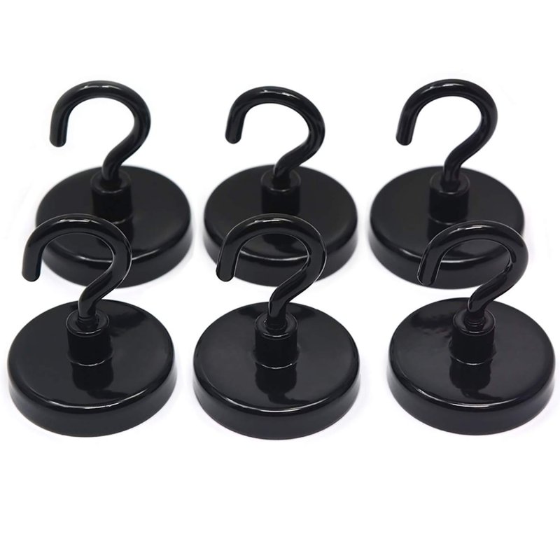 Cms Magnetics 6-pack 32mm Ceramic Hooks Black 5-pound Sheer And 13-pound Pull Force Rating Strong Magnet For Office