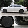 Set Of 4 Tire Covers Waterproof Aluminum Film Sun Protectors For Car Trailer Fits 36 -39 Black 