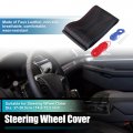 Uxcell Hand Sewn Steering Wheel Cover Blue Red Stitch With Needle Thread Universal Fit 14 6-15 2 Inch 37-38 5cm Dia For Car