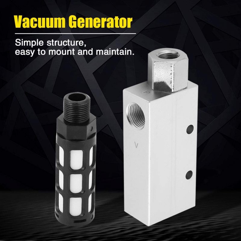 Vacuum Generator With Silencer Cv-20hs Aluminum Alloy Pneumatic Air Exhaust Ejector Accuracy Threads
