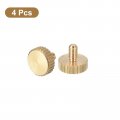Uxcell M3x5mm Knurled Thumb Screws 4pcs Flat Head Fully Threaded Brass Bolts Grip Knobs Fasteners
