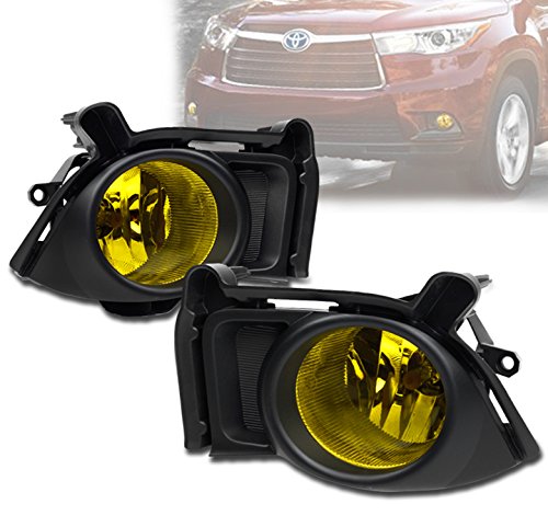 Bumper Driving Fog Lights Lamps Yellow For 2014-2016 Toyota Highlander