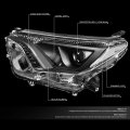 Black Housing Clear Corner Projector Headlight Lamps Tool Kit Compatible With Rav4 16-18
