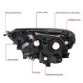 Black Housing Clear Corner Projector Headlight Lamps Tool Kit Compatible With Rav4 16-18