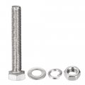 Uxcell M8 X 50mm Hex Head Screws Bolts Nuts Flat Lock Washers Kits 304 Stainless Steel Fully Thread Hexagon 6 Sets