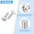 50pcs M6-1x12 30mm Flanged Button Head Socket Cap Screws 304 Stainless Steel Drive Fasteners Bolts Fully Thread Machine Silver