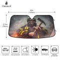 Oarencol Firemen Rescue Car Windshield Sun Shade Firefighter Man In Holds Iron Axe Foldable Uv Ray Visor Protector Sunshade To