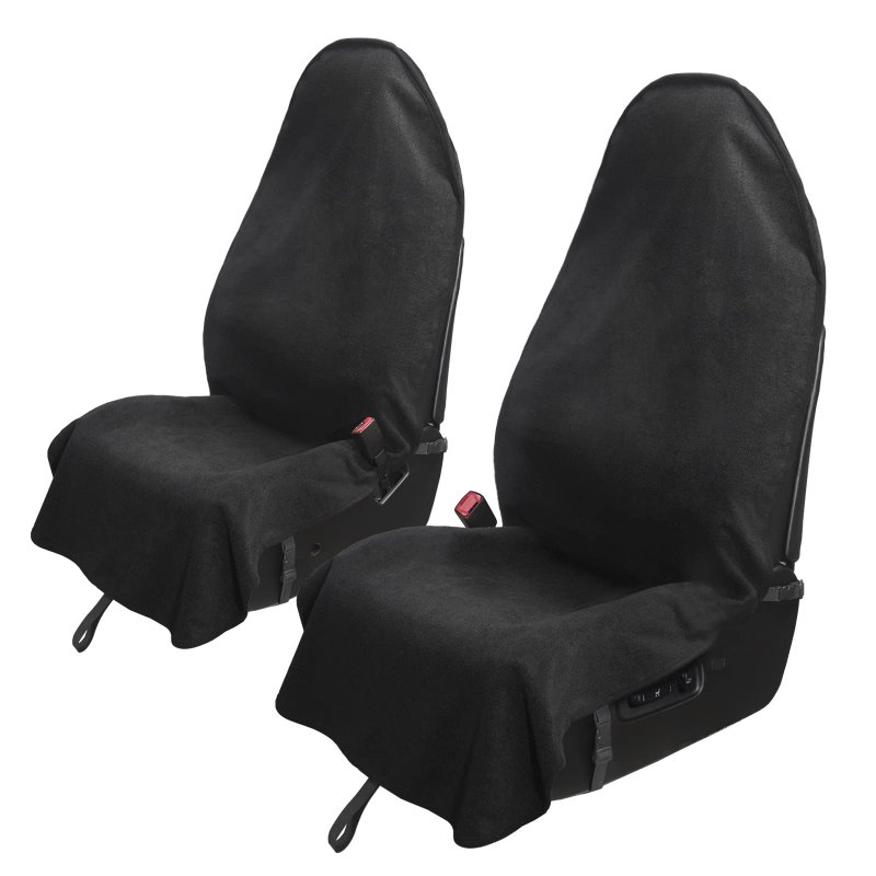Leader Accessories 2pcs Waterproof Towel Front Seat Covers Black Non-slip Bucket Dog Kid Auto Protector