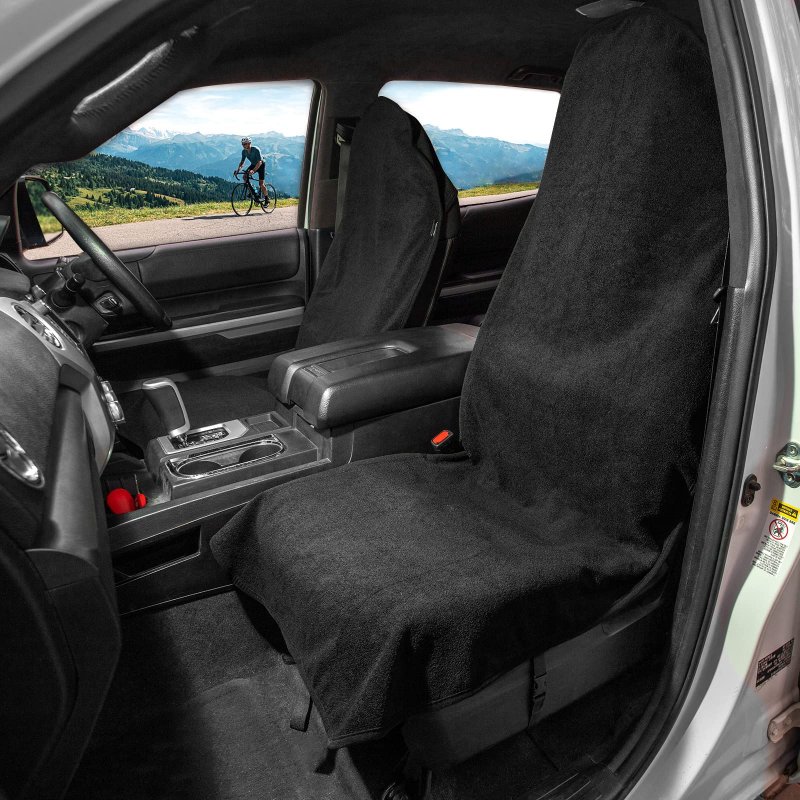 Leader Accessories 2pcs Waterproof Towel Front Seat Covers Black Non-slip Bucket Dog Kid Auto Protector