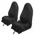 Leader Accessories 2pcs Waterproof Towel Front Seat Covers Black Non-slip Bucket Dog Kid Auto Protector 