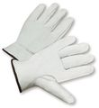 Goatskin Leather Work Gloves Large 991k L Keystone Thumb Shirred Elastic Wrist And Gunn Cut White Full Hand Protective Safety 