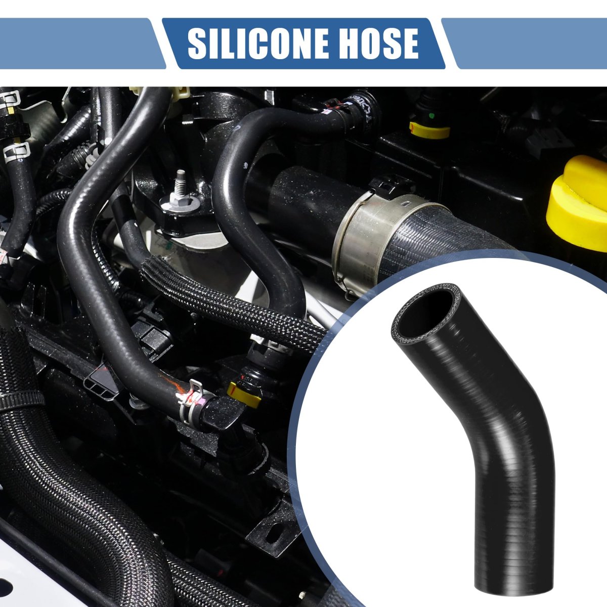 1 Pcs 35-38mm 38 -1 50 Id 90mm 3 54 Length 45 Degrees Black Car Silicone Hose Coolant Universal