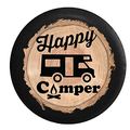 Firewood Series Happy Camper Camp Fire Recreational Vehicle Motorhome Rv Spare Tire Cover Black 35 In 