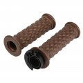 Motorcycle Hand Grips 7 8 In Antiskid Rubber Handlebar Non Slip Throttle Grip For Cafe Racer Bobber Clubman Custom Brown 