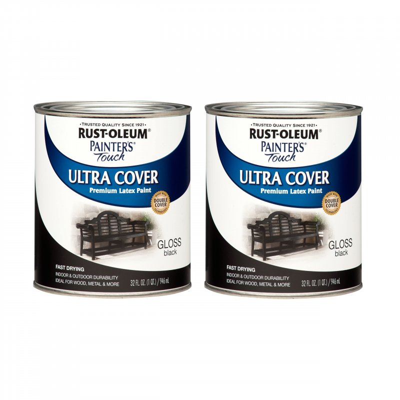 Rust-oleum Painter S Touch Latex Paint Gloss Black 1 Quarts Pack Of 2