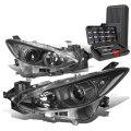 Black Housing Clear Corner Projector Headlight Lamps Tool Kit Compatible With Mazda 3 14-17