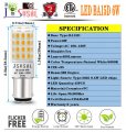 Jsvsal 2-pack Ba15d Led Bulbs Dimmable 6w 4000k Natural White 50w 60w Jd T3 T4 Halogen Replacement Double Contact Bayonet Base