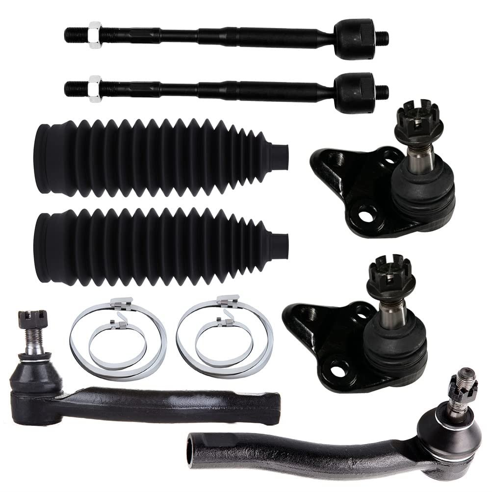 8-piece Fit For 2003008 Toyota Corolla Front Lower Ball Joint Outer Tie Rod End 2 Inner 2 Steering Rack Boot