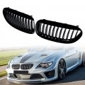 Left Right Glossy Black Front Hood Kidney Grille Compatible With 2004-2010 E63 E64 6-series 2-door